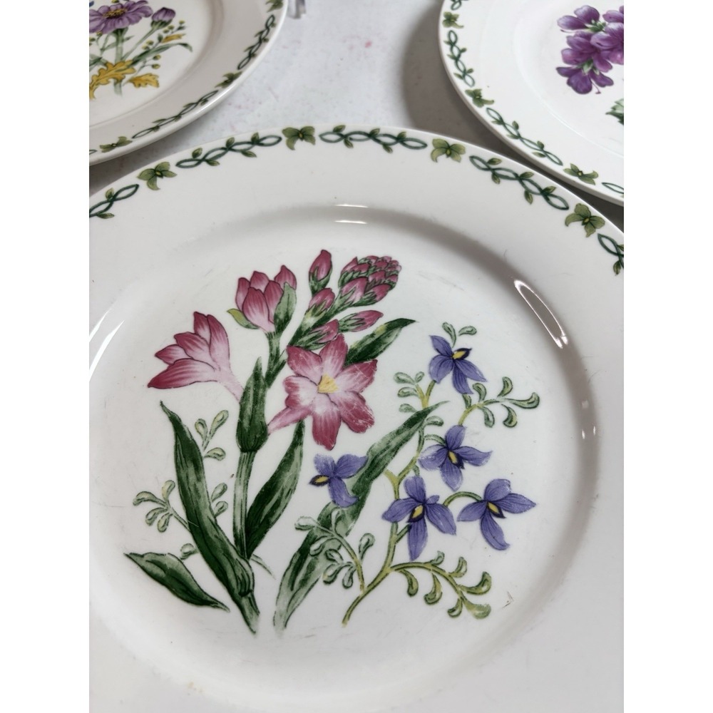 Thomson Pottery‎ FLORAL GARDEN Dinner Plates 10" Set Of 4 Assort Designs - Picture 4 of 6